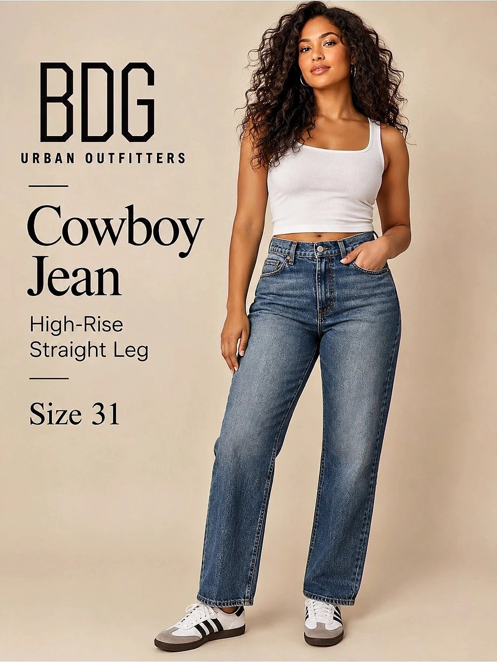 BDG Urban Outfitters Cowboy High Rise Straight Leg Jeans Size 31 NWT